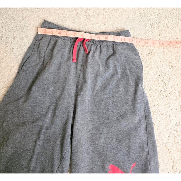 PUMA Cotton Blend Athletic Shorts Gray Red Elastic Drawstring Waist (14/16) Lg - Picture 5 of 6